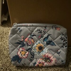 Vera Bradley Floral Quilted Cosmetic Bag - Gray and Pink